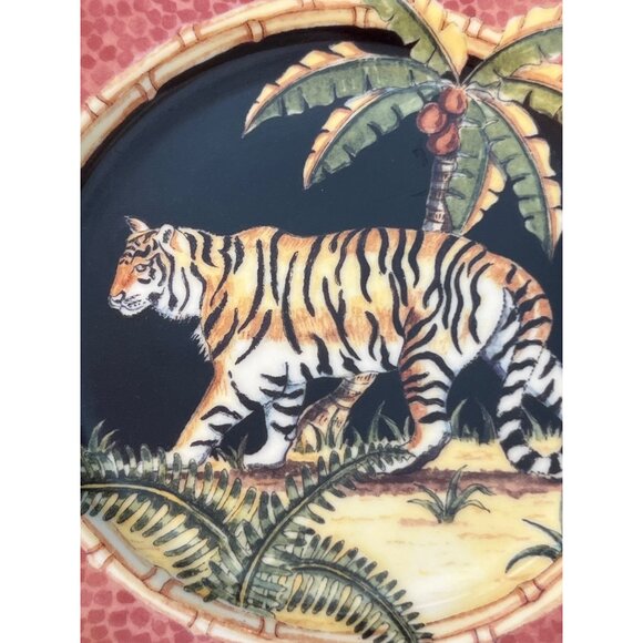 Jungle Safari Andrea Sadek Salad Plate 8.25" Hutchinson Tiger Palm Tree 8.25" - Picture 3 of 5